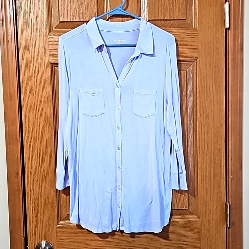 Merona large light blue quarter sleeve shirt